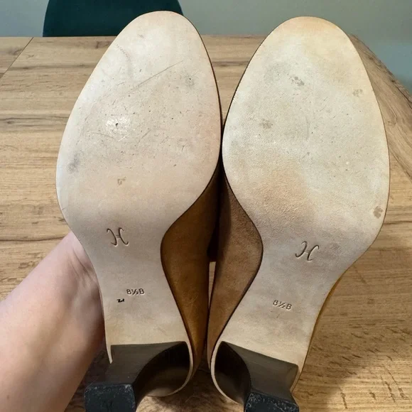 Cole Haan Lorenza Two-Tone Suede Scalloped Peep-Toe Pumps Size 8.5 - Picture 7 of 11